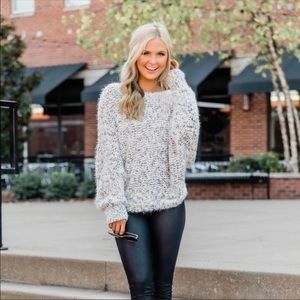 Pink Lily Boutique Grey Fuzzy Sweater